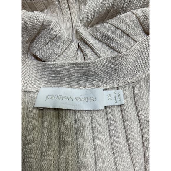 Jonathan Simkhai 'Kayla' Beige Rayon Compact Rib Cropped Cardigan Size XS - Picture 4 of 4